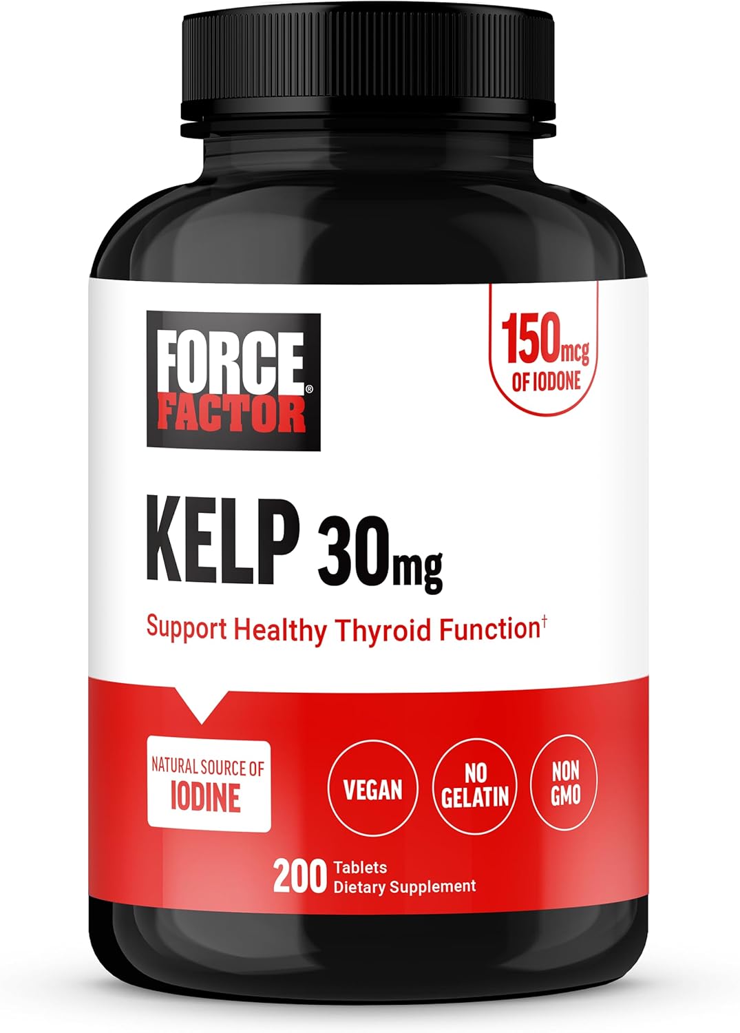 Organic Kelp Supplement for Thyroid Health, Immunity, Digestion - Vegan, Non-GMO 150mcg, 200 Tablets