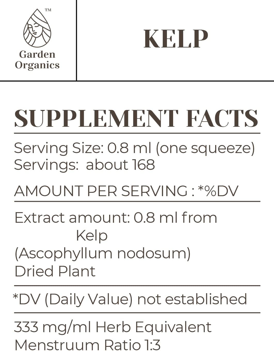 Organic Kelp Tincture Extract - Alcohol-Free Immune System Booster, Liquid Drops (8 fl oz)