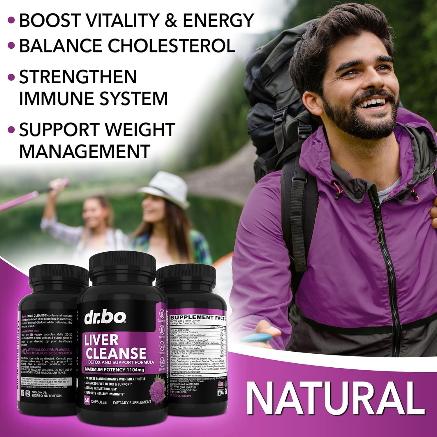 Organic Kidney Bladder & Liver Support Supplement for Renal Health - Herbal Detox Capsules & Drops for Urinary Tract - Dr. BO Kidney Health Formula