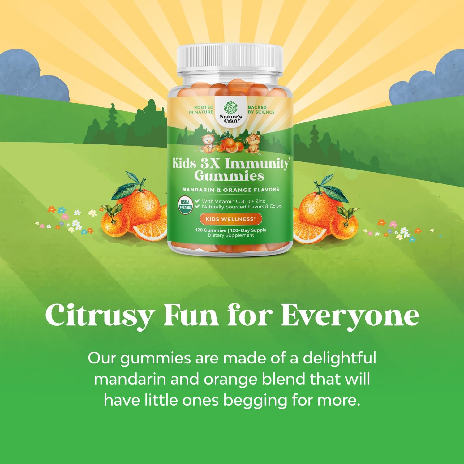 Organic Kids Multivitamin Gummies Bundle for Immunity Support - Daily Delicious Kids Multivitamin Gummies with Vitamin C and Zinc