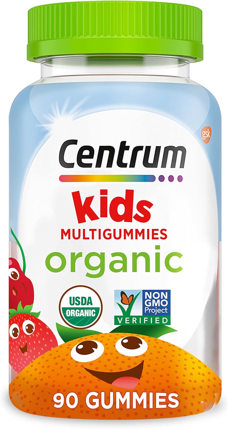 Organic Kids' Multivitamin Gummies with Essential Nutrients - 90 Count - Immune, Muscle, Brain Support