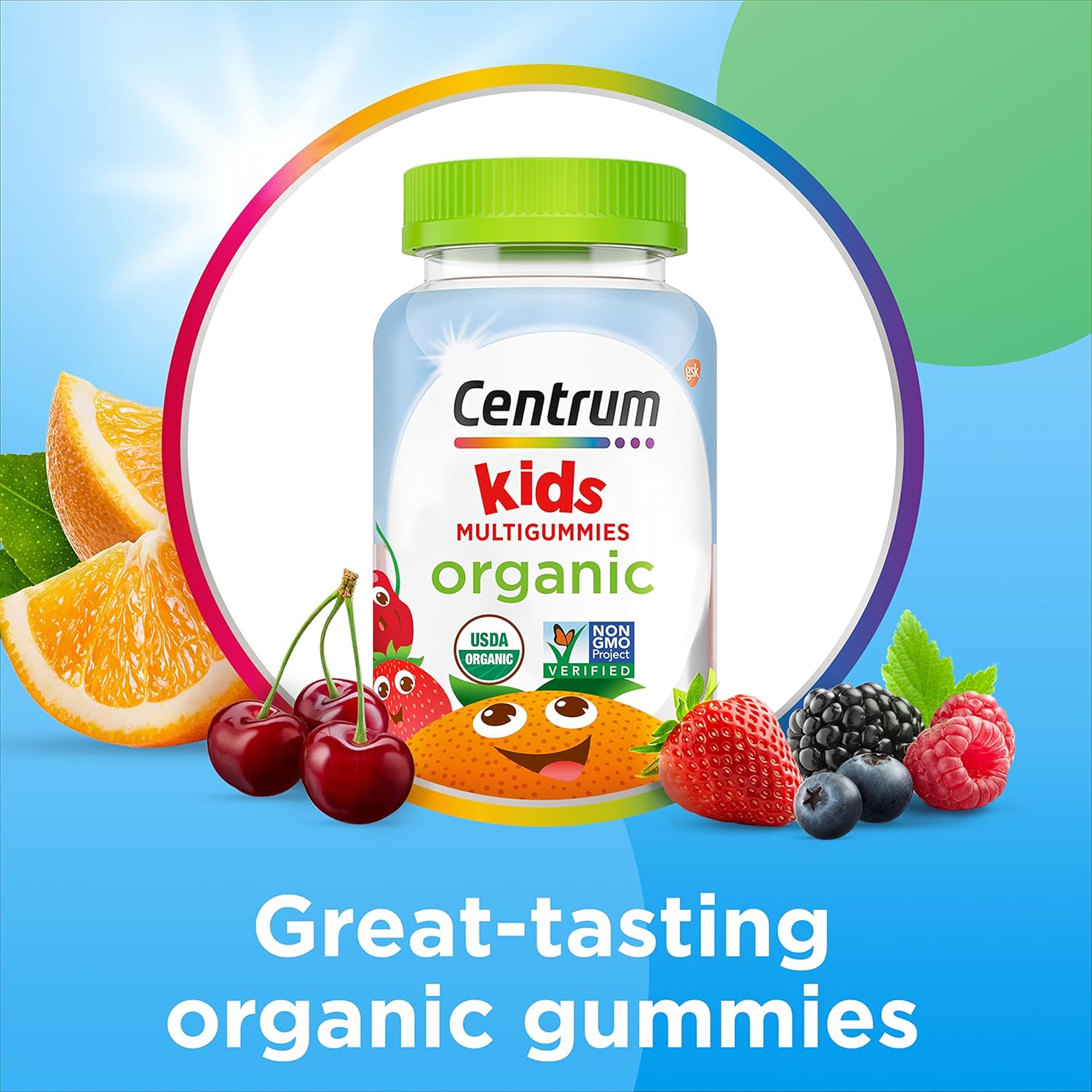 Organic Kids' Multivitamin Gummies with Essential Nutrients - 90 Count - Immune, Muscle, Brain Support
