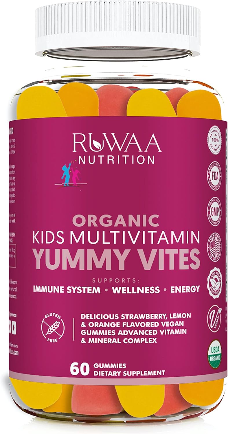 Organic Kids Multivitamin Gummies with Zinc, Vitamin C, D, E, B6 for Growth and Immune Support | Chewable Kids Vitamins Gluten-Free & Non-GMO
