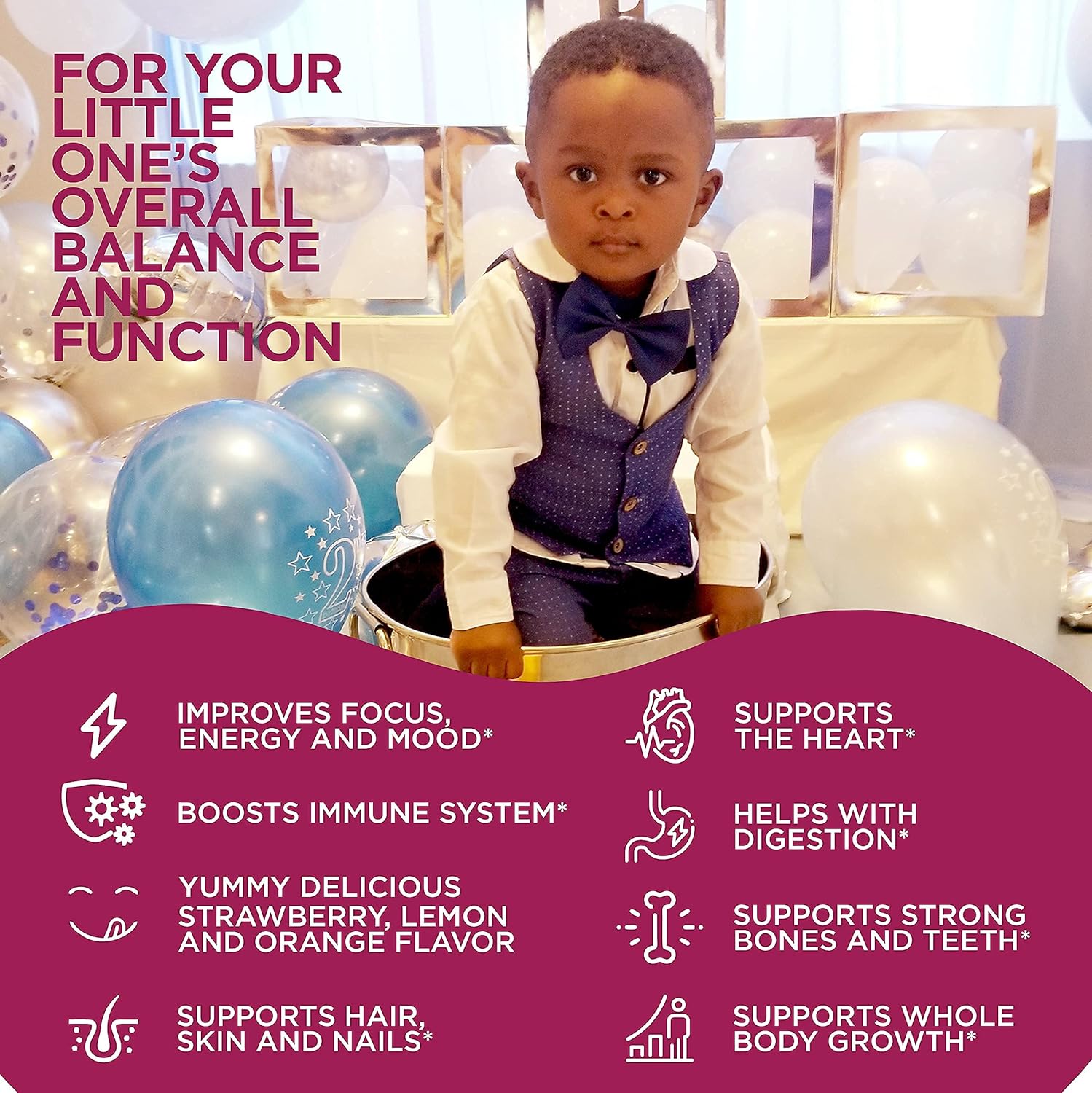 Organic Kids Multivitamin Gummies with Zinc, Vitamin C, D, E, B6 for Growth and Immune Support | Chewable Kids Vitamins Gluten-Free & Non-GMO