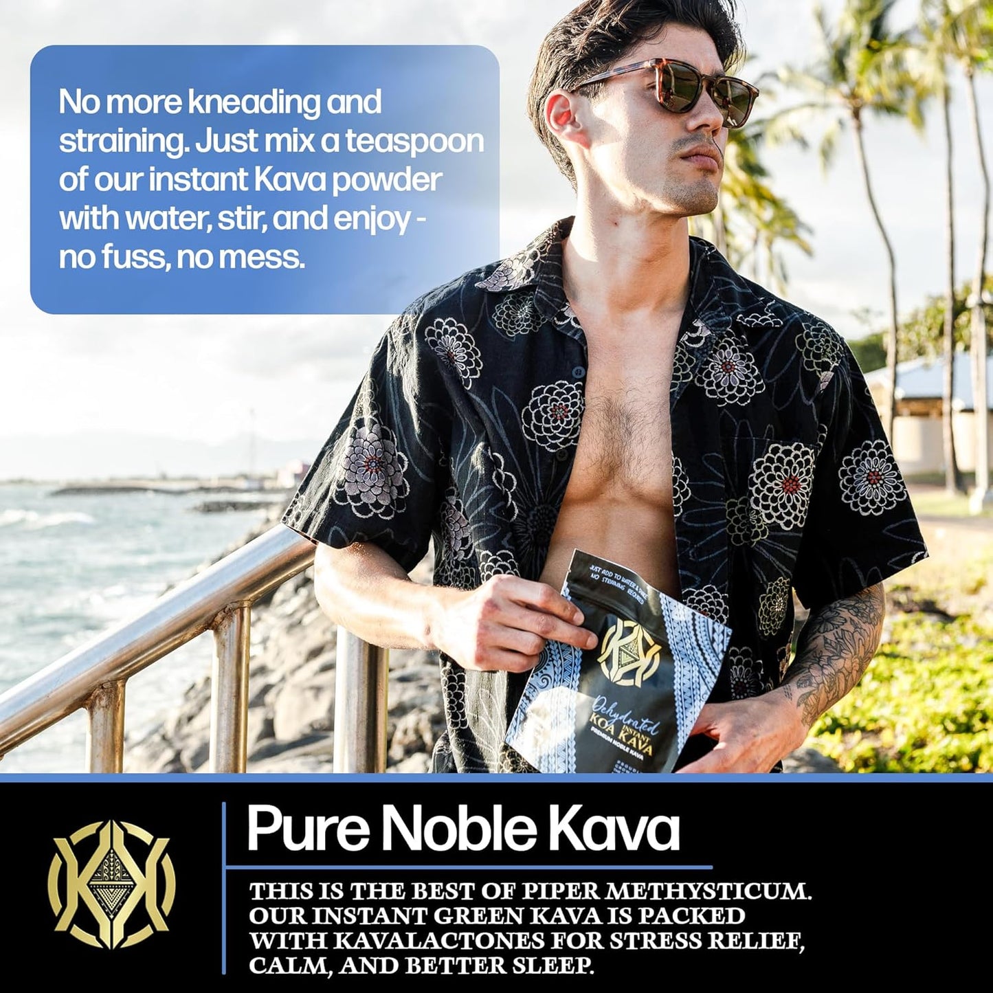 Organic Koa Kava Dehydrated Instant Green Fijian Kava Root Powder - 2 oz (56g)