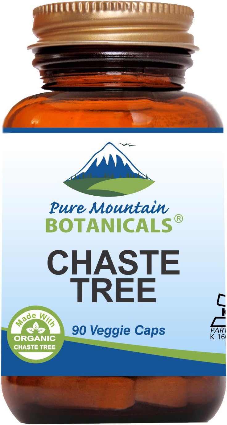 Organic Kosher Vegan Chaste Tree Berry Capsules - 400mg Vitex Chasteberry Supplement by Pure Mountain Botanicals