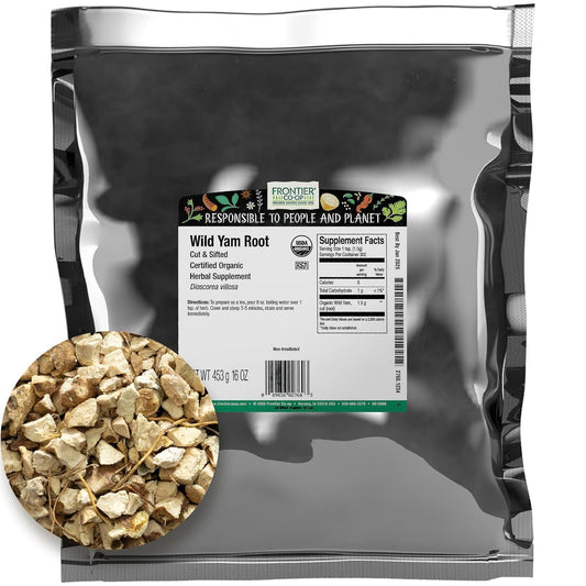 Organic Kosher Wild Yam Root, Cut & Sifted | 1 lb Bulk Bag by Frontier Co-op