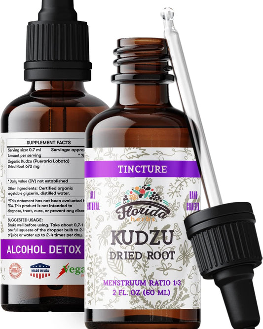 Organic Kudzu Root Extract for Liver Cleanse and Heart Health - Natural Anti-Inflammatory Supplement - Non-Alcohol Detox Support - Made in USA - 2 oz