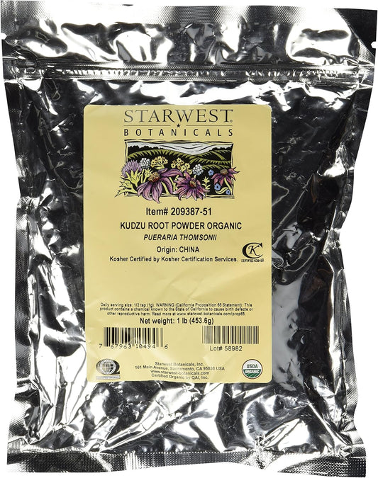 Organic Kudzu Root Powder - Pueraria Thomsonii, 1 lb, Starwest Botanicals