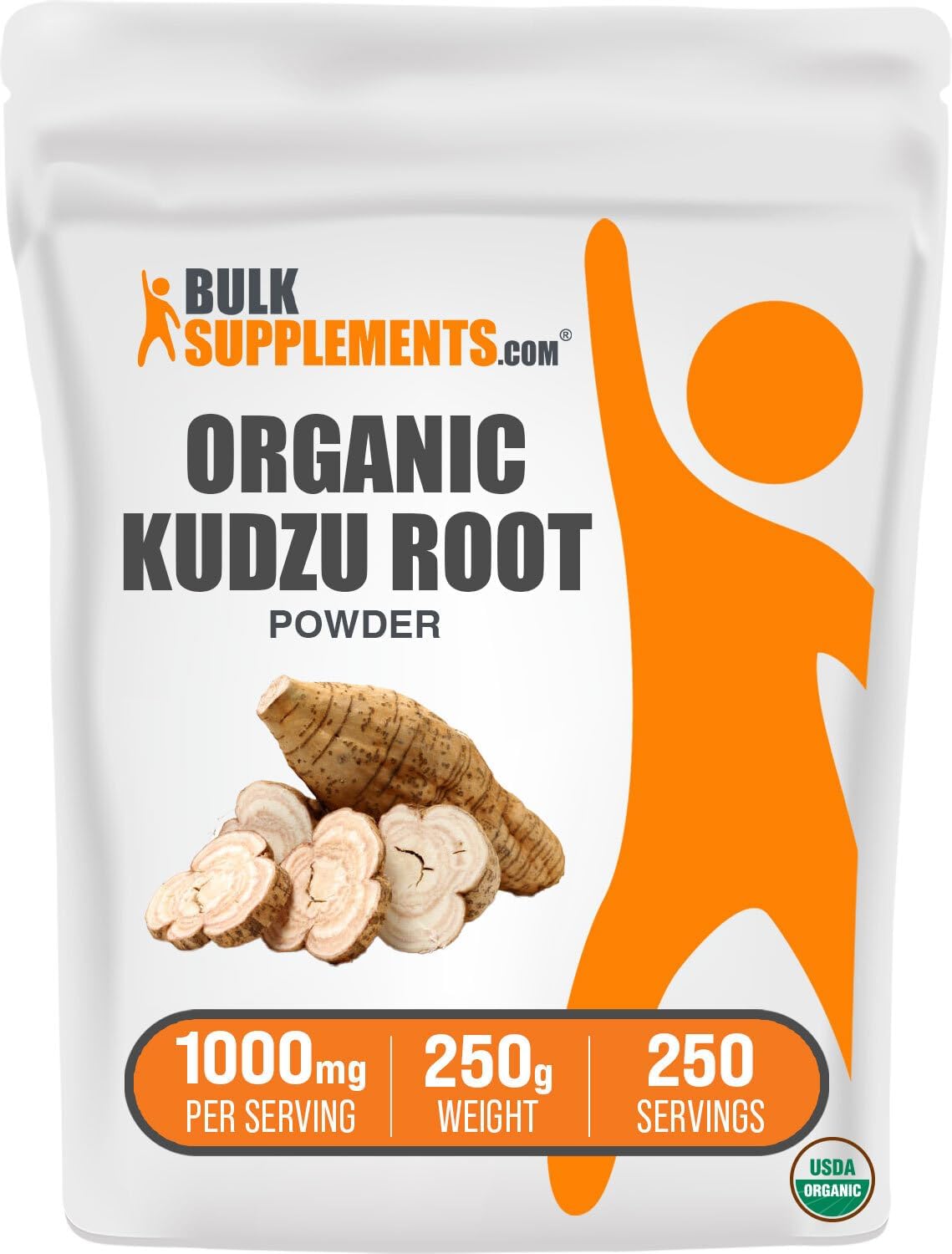 Organic Kudzu Root Powder Supplement - Herbal Gluten Free Powder - 1000mg per Serving, 250g Pack