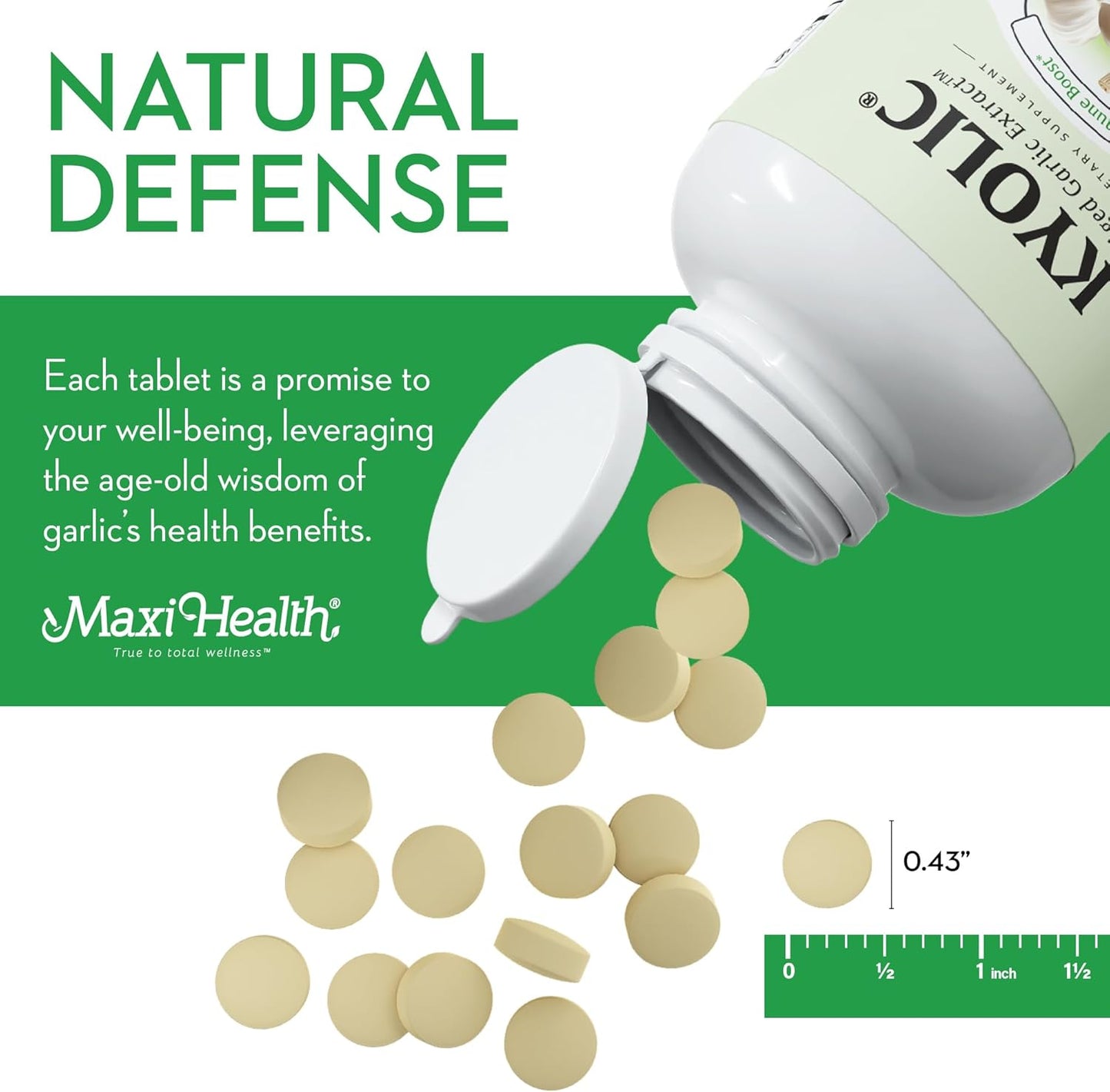 Organic Kyolic Aged Garlic Extract Tablets for Immune Support - Vegetarian Supplement with Kosher Garlic (90 Count)