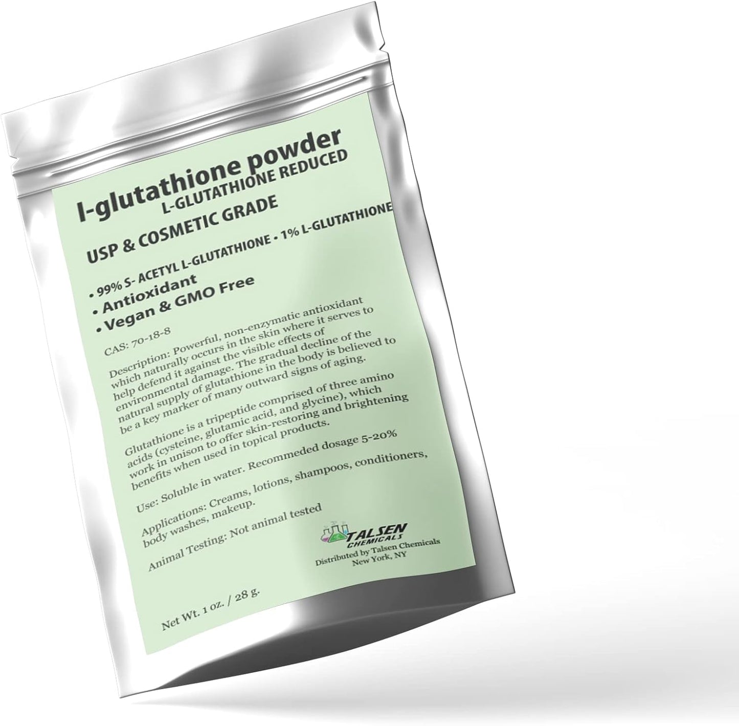 Organic L-Glutathione Powder for DIY Cosmetics (0.5oz / 15g) Skin Brightening Formula by Talsen Chemicals