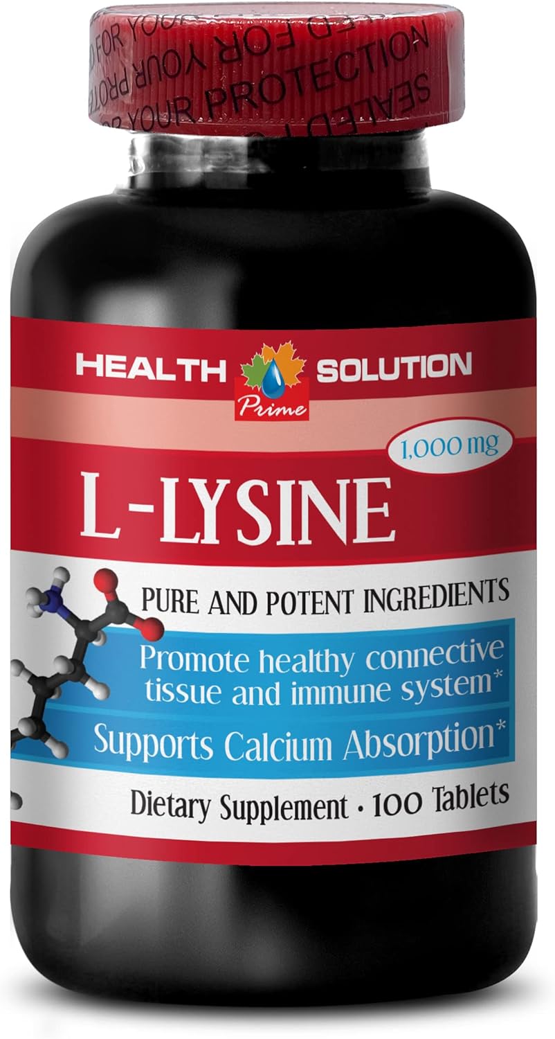 Organic L-Lysine 1000mg Supplement for Bone and Joint Health - Energy Booster - 100 Tablets