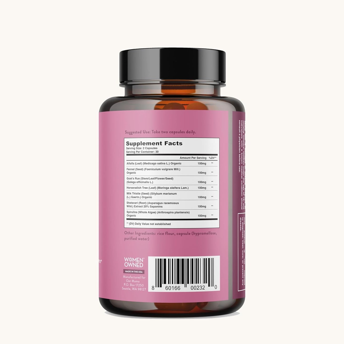 Organic Lactation Blend for Healthy Milk Supply | Fenugreek-Free | 60 Veg Caps | OAT MAMA Support