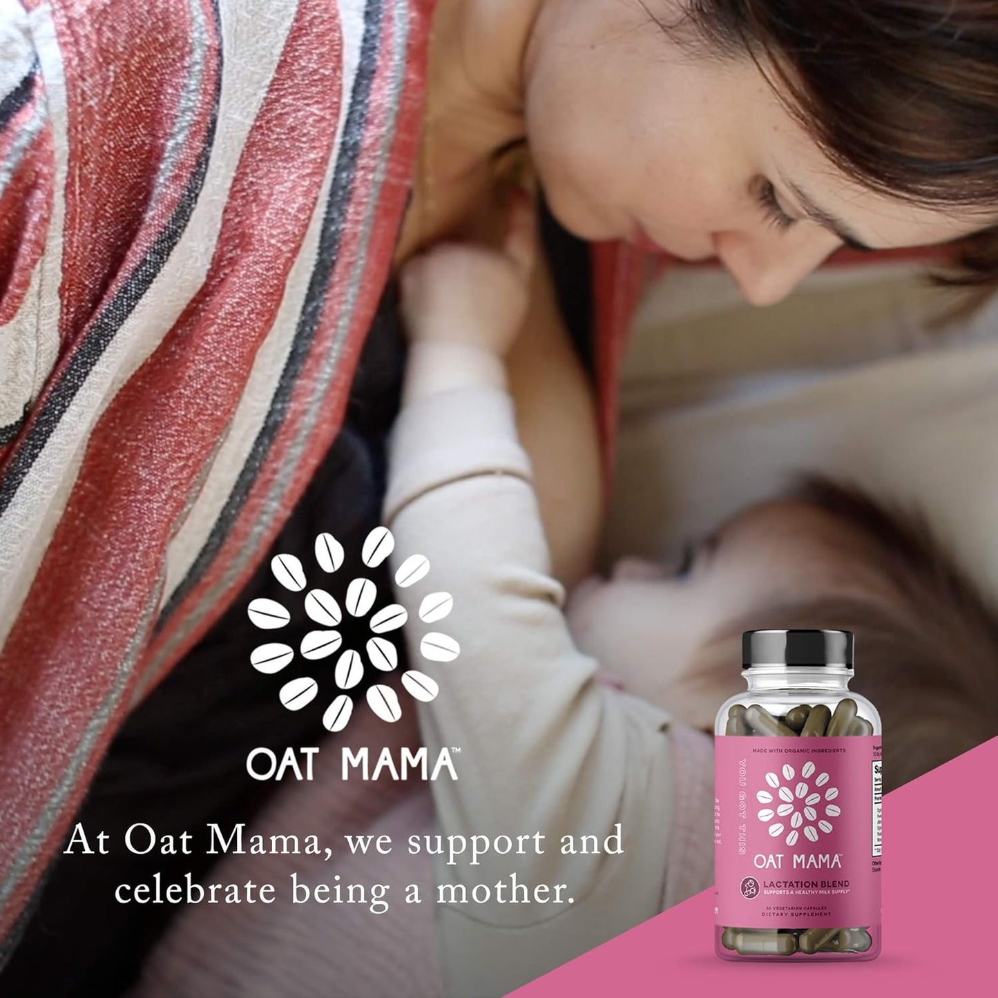 Organic Lactation Blend for Healthy Milk Supply | Fenugreek-Free | 60 Veg Caps | OAT MAMA Support