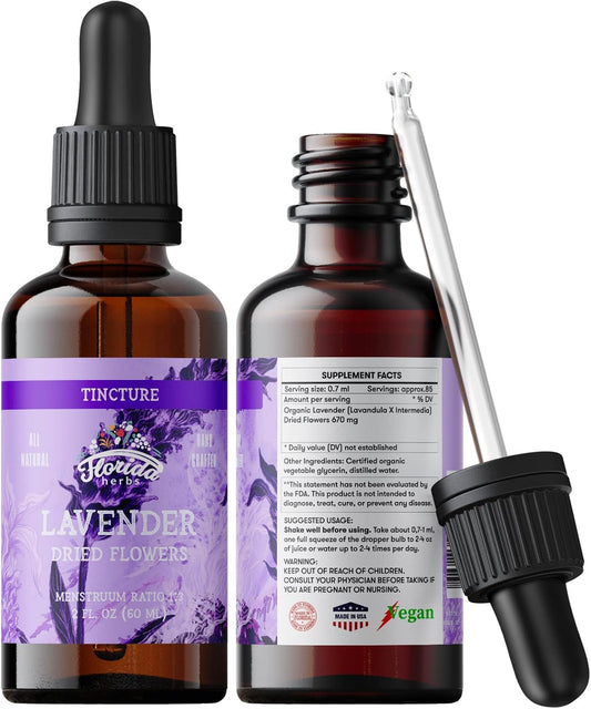 Organic Lavender Flower Liquid Extract - 2 Fl Oz for Calming Nervous System Support