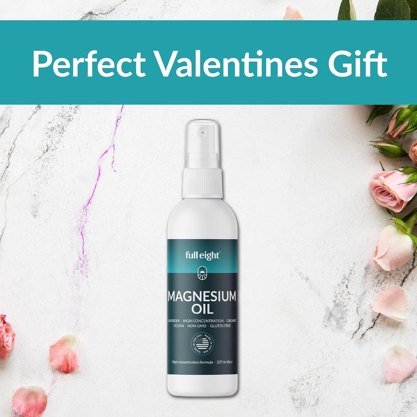 Organic Lavender Magnesium Oil Spray for Feet, Muscle Pain, Cramps & Sleep - Fast Absorption, Natural USA-Made, 8 oz