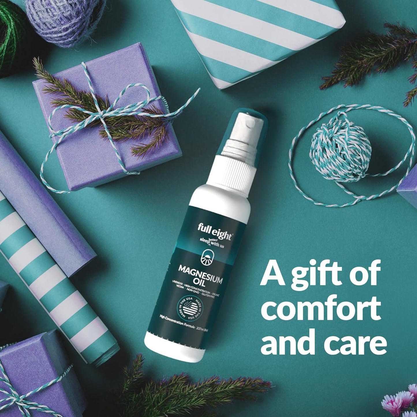 Organic Lavender Magnesium Oil Spray for Feet, Muscle Pain, Cramps & Sleep - Fast Absorption, Natural USA-Made, 8 oz