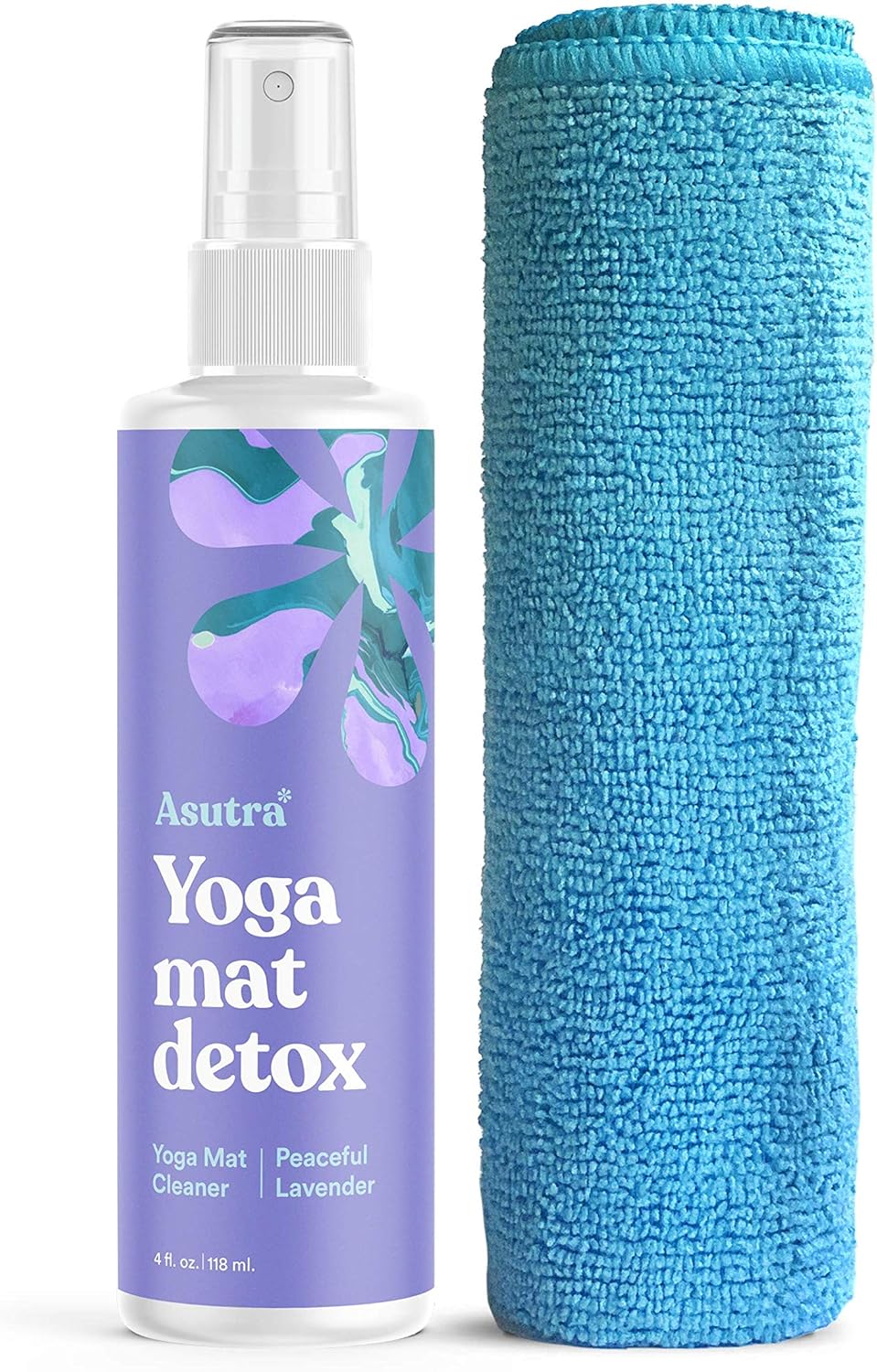 Organic Lavender Yoga Mat Cleaner Spray with Microfiber Towel - 4 fl oz, Deep-Cleansing for Fitness Gear, No Residue