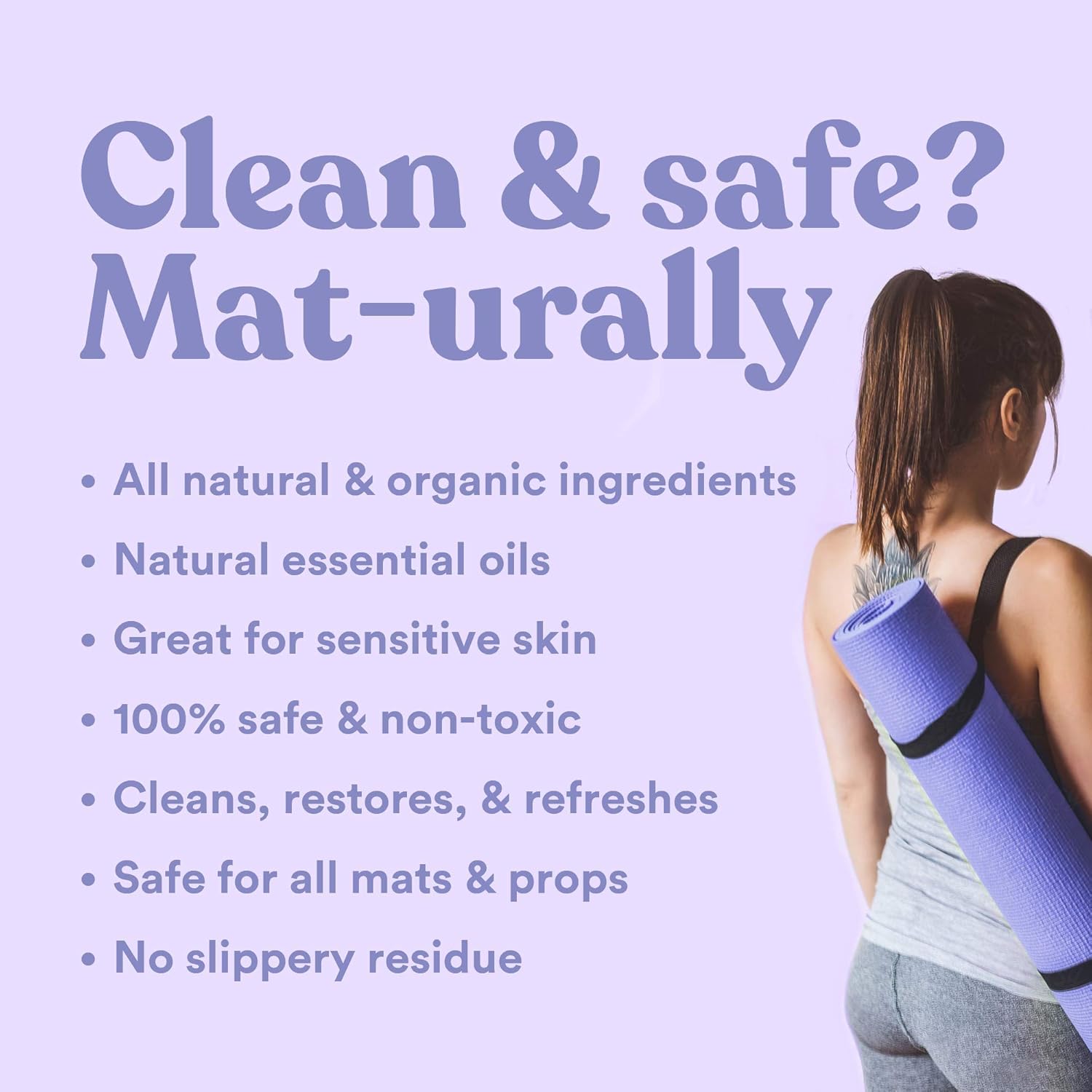 Organic Lavender Yoga Mat Cleaner Spray with Microfiber Towel - 4 fl oz, Deep-Cleansing for Fitness Gear, No Residue