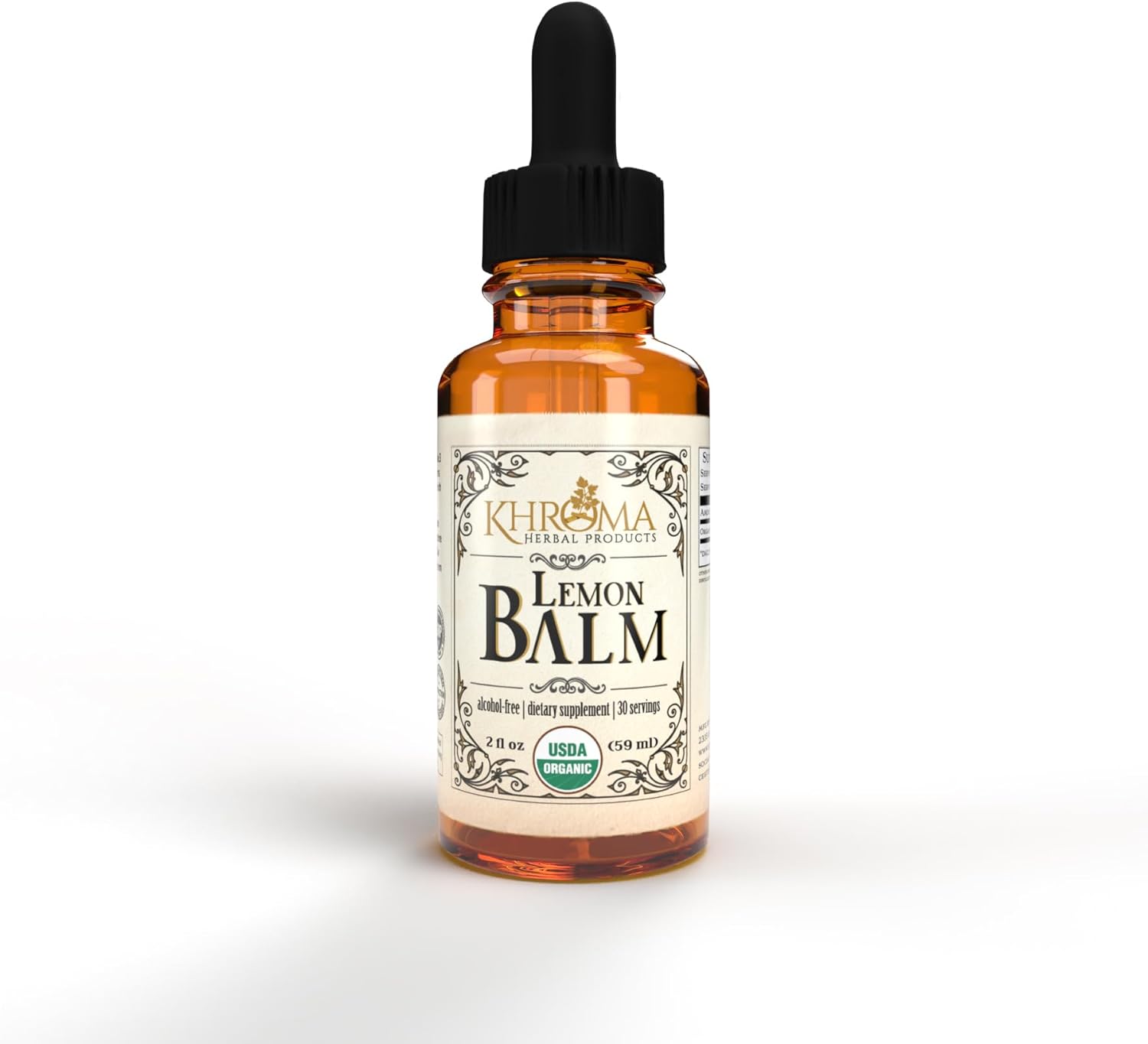 Organic Lemon Balm Liquid Extract - 30 Servings, 800 MG Per Serving - Khroma Herbal Products - Melissa Officinalis - 2 FL OZ