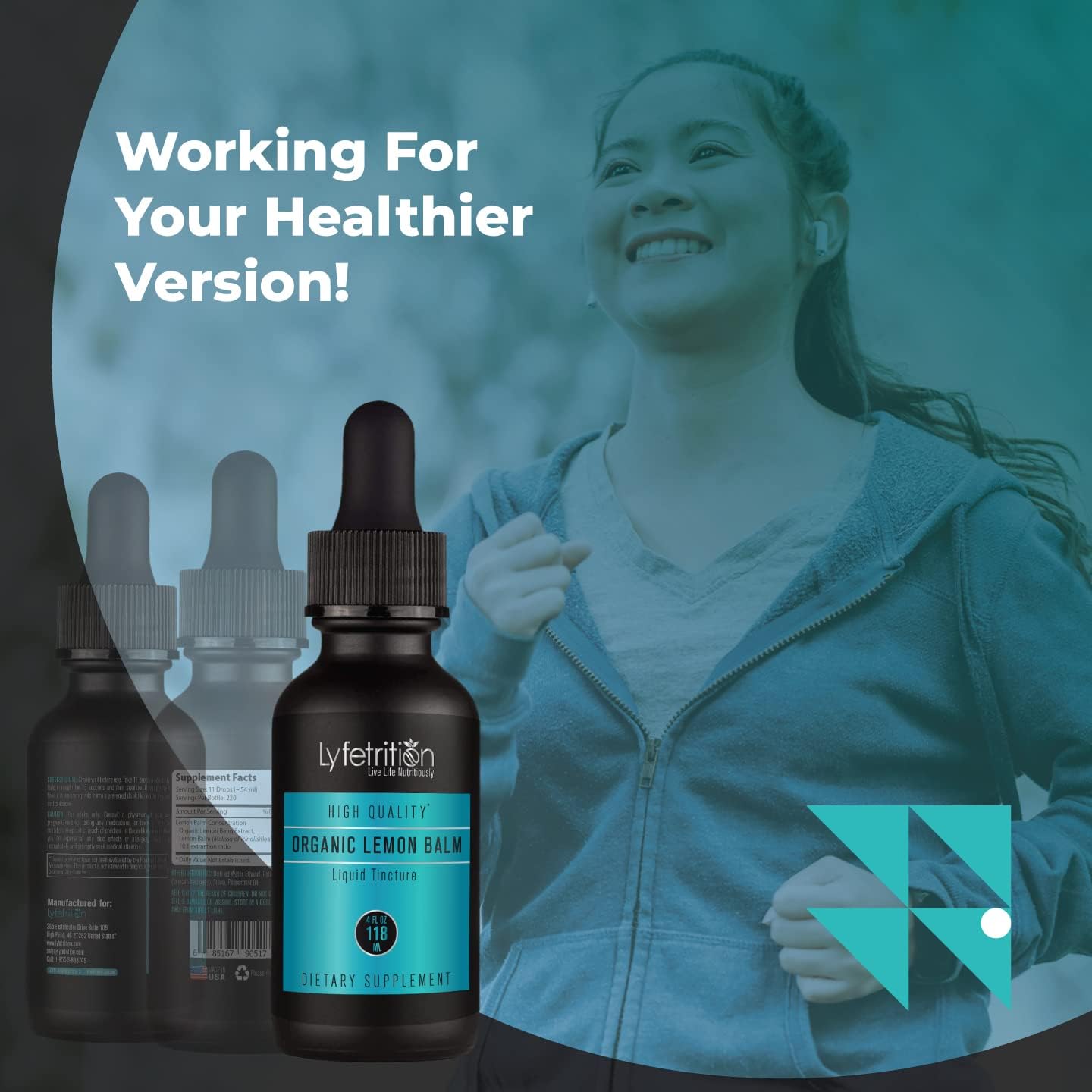 Organic Lemon Balm Liquid Extract - 540mg, 4 Oz, Made in USA, Quick Absorption - Non-GMO, GMP Certified, Cruelty-Free - 220 Servings