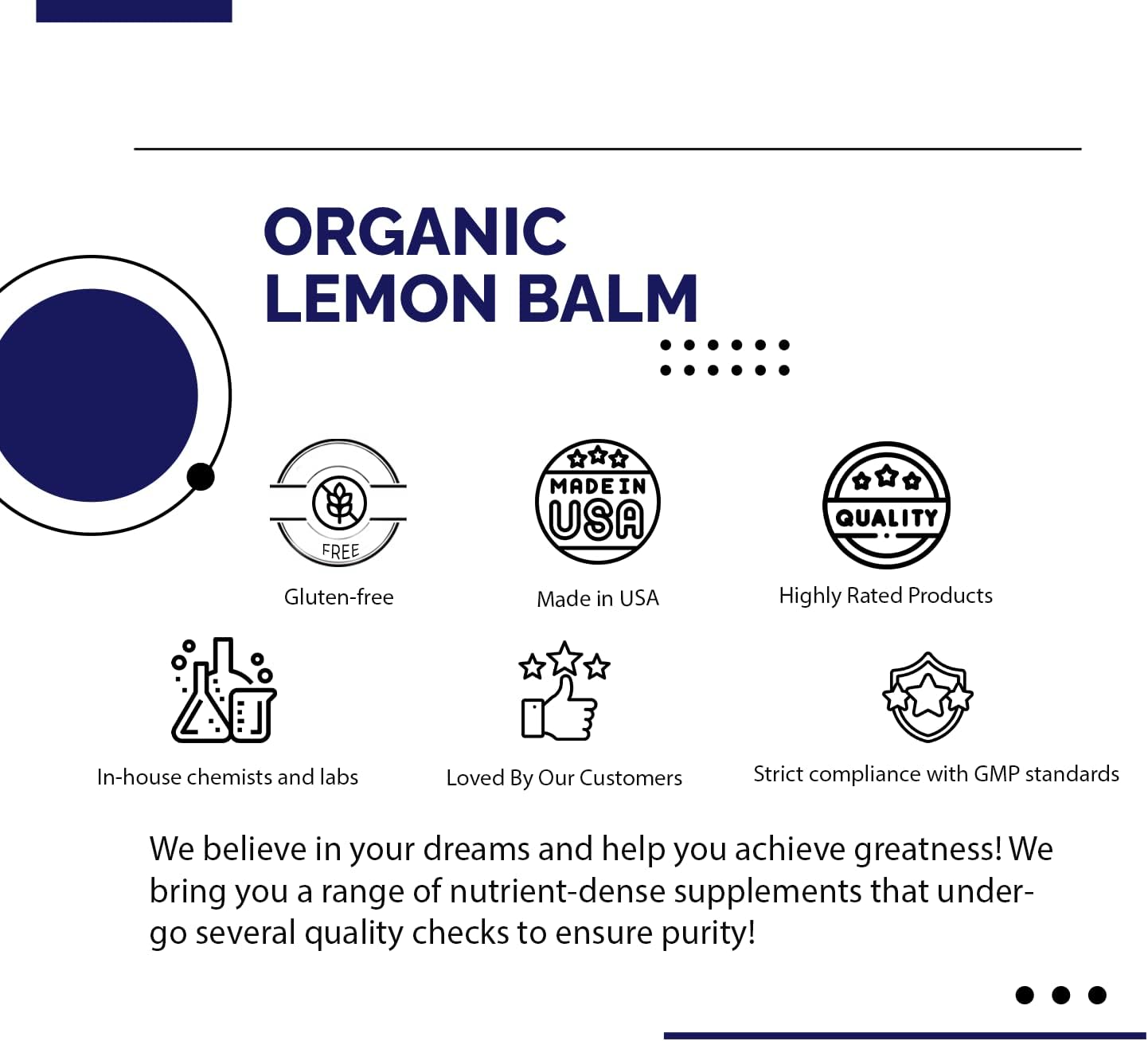 Organic Lemon Balm Liquid Supplement - 540mg, 4oz, 240 Servings - USA Made, Quick Absorption - Quality Potent Ingredients, Non-GMO, GMP Certified, Cruelty-Free - Third-Party Tested