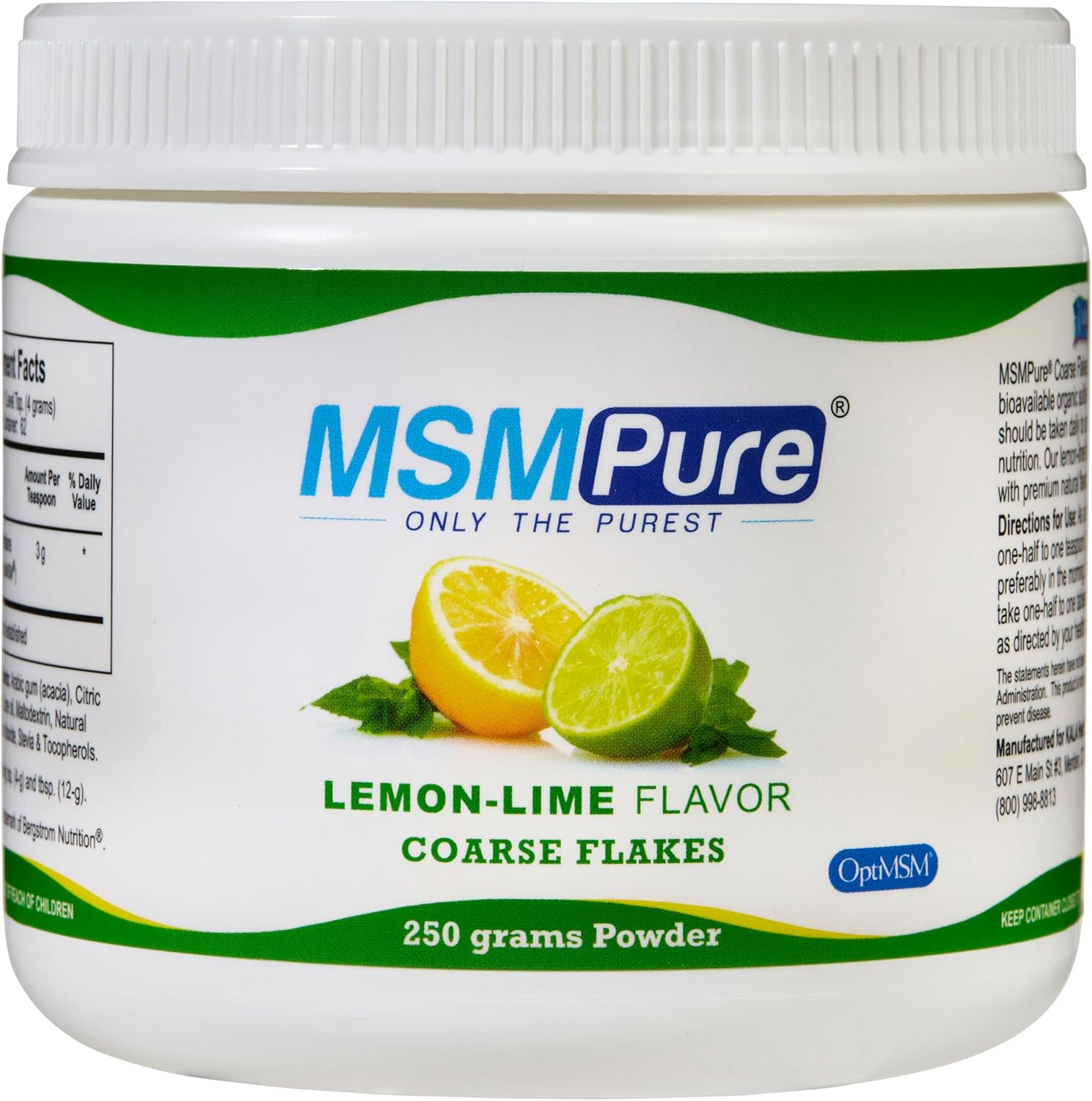 Organic Lemon Lime MSM Powder Flakes for Joint Flexibility & Skin Health - 8.8 oz, USA Made & Distilled