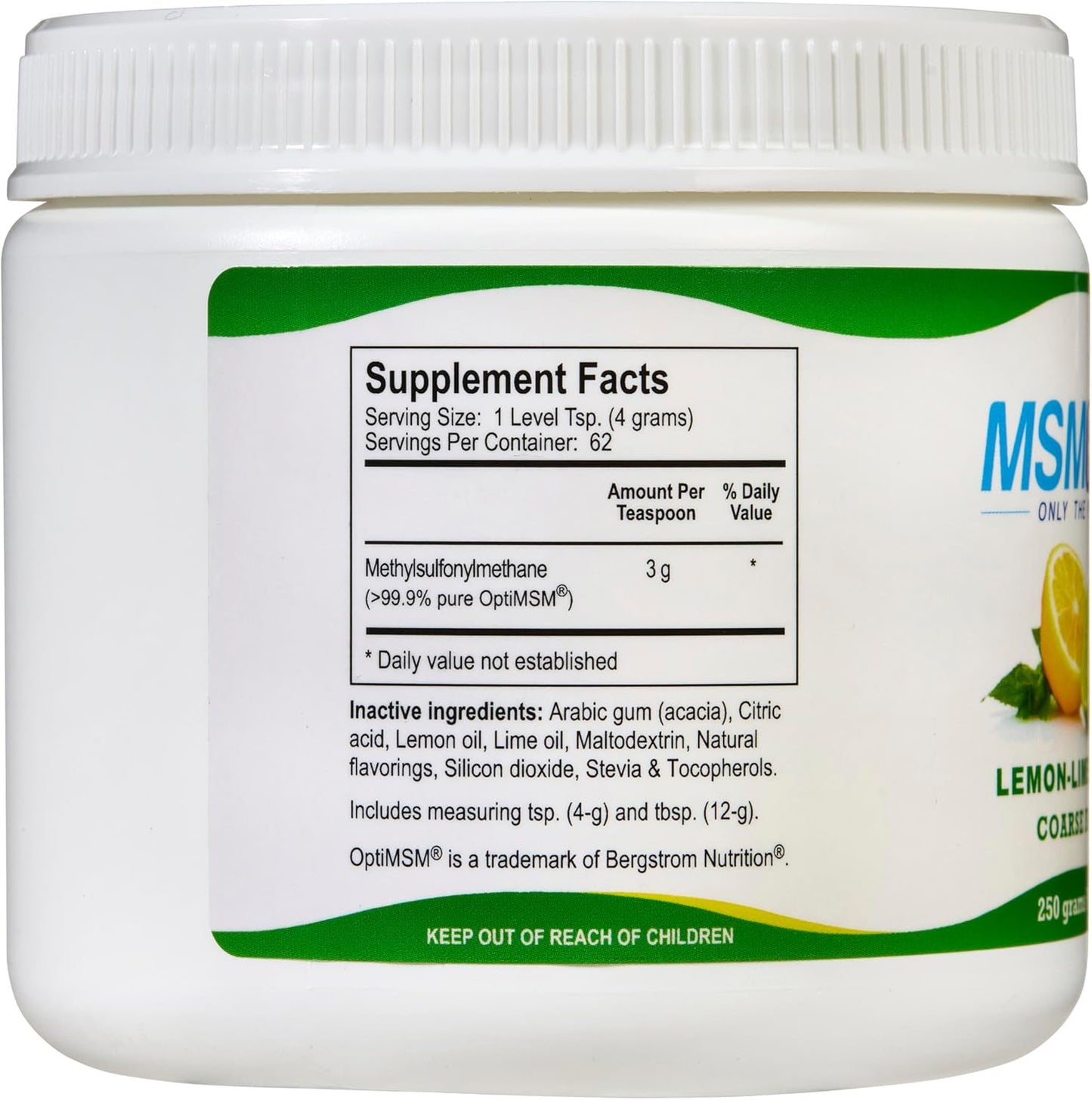 Organic Lemon Lime MSM Powder Flakes for Joint Flexibility & Skin Health - 8.8 oz, USA Made & Distilled