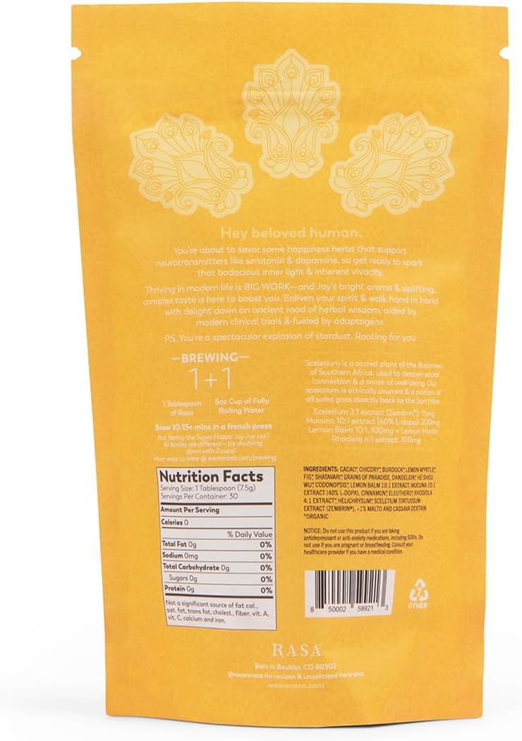 Organic Lemon Tea Joy Tonic with Adaptogenic Mushrooms and Sceletium - Vegan Keto Wellness Drink (8 oz)