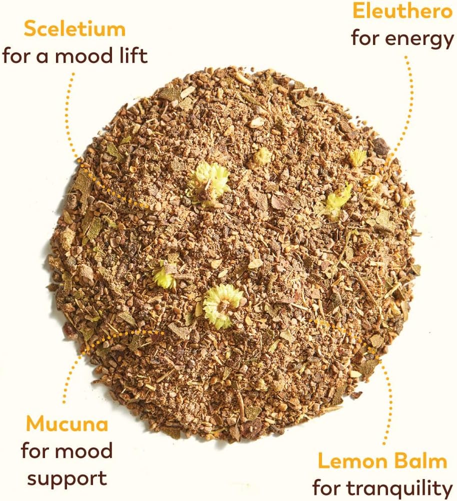 Organic Lemon Tea Joy Tonic with Adaptogenic Mushrooms and Sceletium - Vegan Keto Wellness Drink (8 oz)