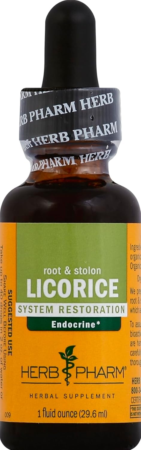 Organic Licorice Liquid Extract for Endocrine System Support - 1oz, Certified Herbal Supplement by Herb Pharm