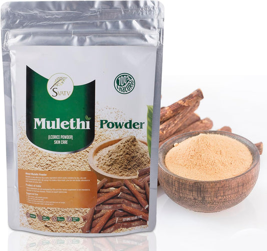 Organic Licorice Powder - 227g | Pure Glycyrrhiza glabra | Mulethi | Yashtimadhu - Half Pound Size