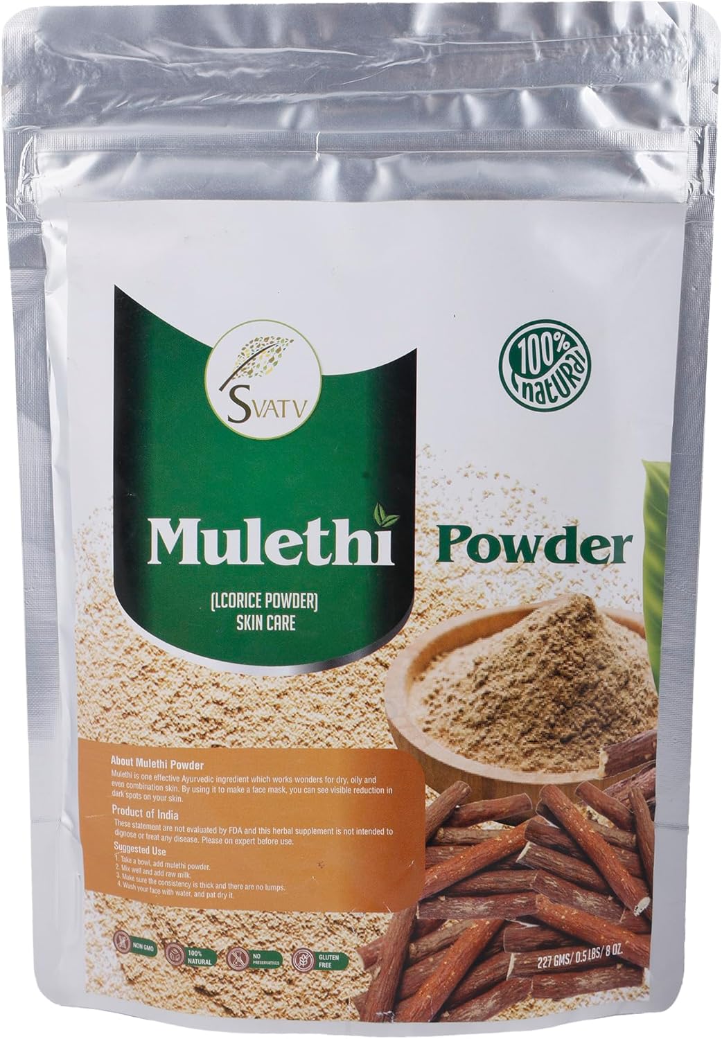 Organic Licorice Powder - 227g | Pure Glycyrrhiza glabra | Mulethi | Yashtimadhu - Half Pound Size