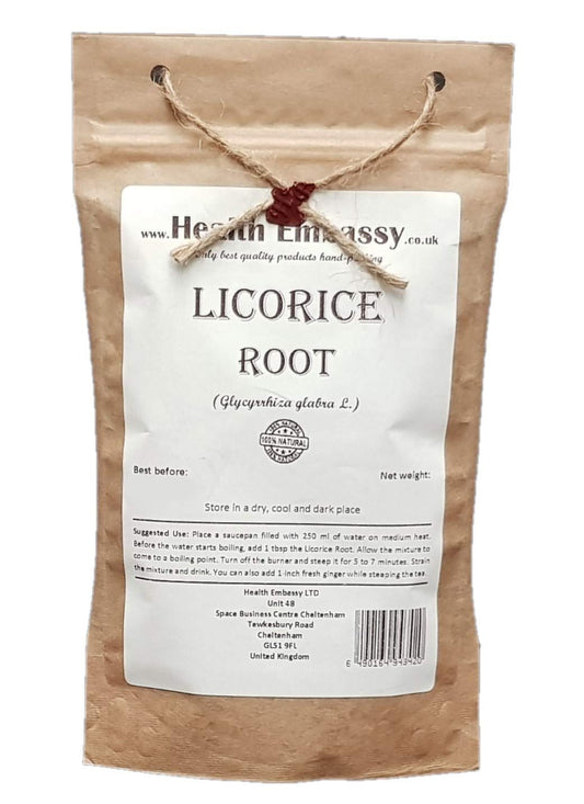 Organic Licorice Root Herbal Tea by Health Embassy - 50g Pack - Glycyrrhiza Glabra Root Powder