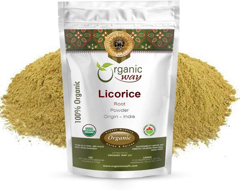 Organic Licorice Root Powder - Herbal Tea | 100% Raw from India | Kosher, USDA Certified | Vegan, Non-GMO, Gluten Free | Heavy Metal & Purity Tested (1/2 lbs / 8 oz)