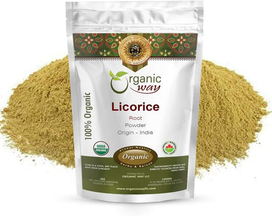 Organic Licorice Root Powder - Herbal Tea | 100% Raw from India | Kosher, USDA Certified | Vegan, Non-GMO, Gluten Free | Heavy Metal & Purity Tested (1/2 lbs / 8 oz)