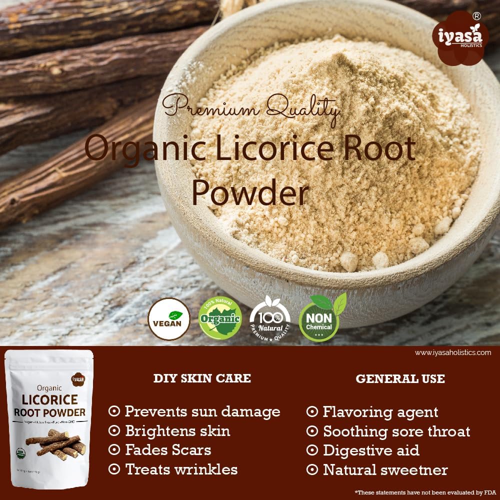 Organic Licorice Root Powder 8 oz - Natural Mulethi Supplement - Glycyrrhiza Glabra - Candy Flavoring Agent - Superfood