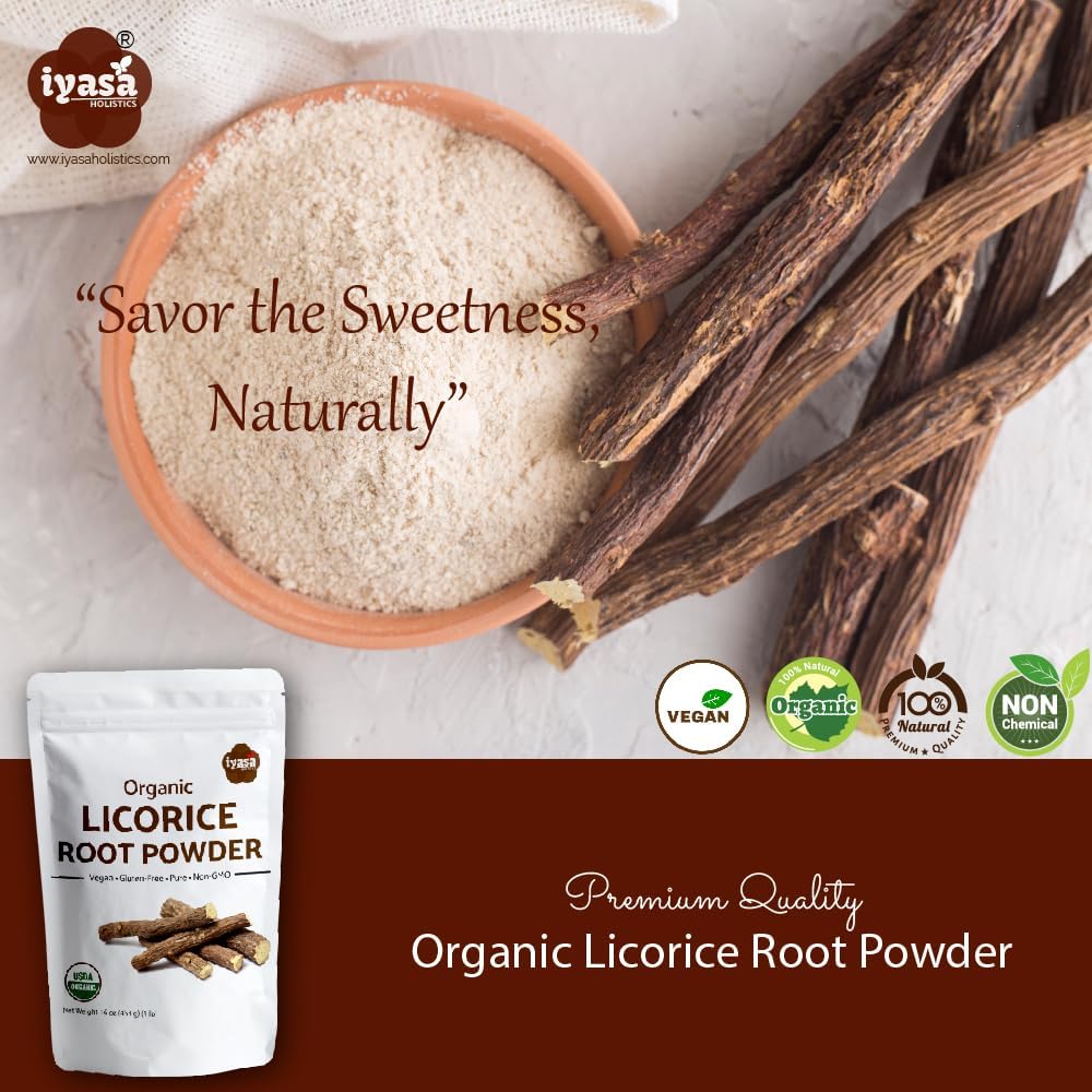 Organic Licorice Root Powder 8 oz - Natural Mulethi Supplement - Glycyrrhiza Glabra - Candy Flavoring Agent - Superfood