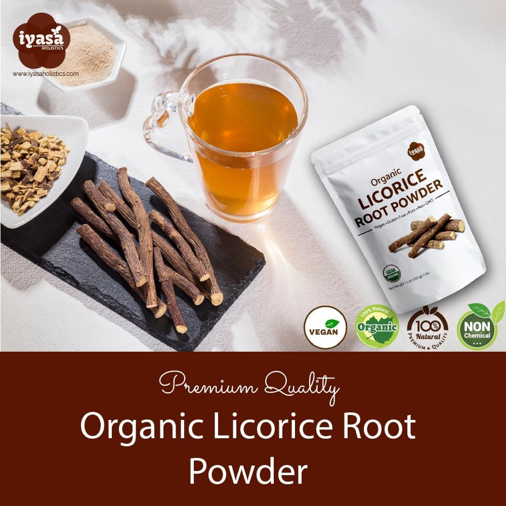 Organic Licorice Root Powder 8 oz - Natural Mulethi Supplement - Glycyrrhiza Glabra - Candy Flavoring Agent - Superfood