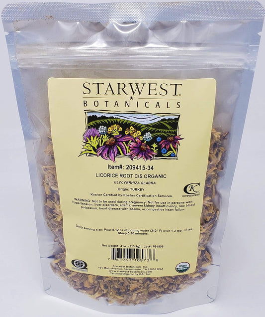 Organic Licorice Root Tea Loose Cut and Sifted - 4 oz by Starwest Botanicals