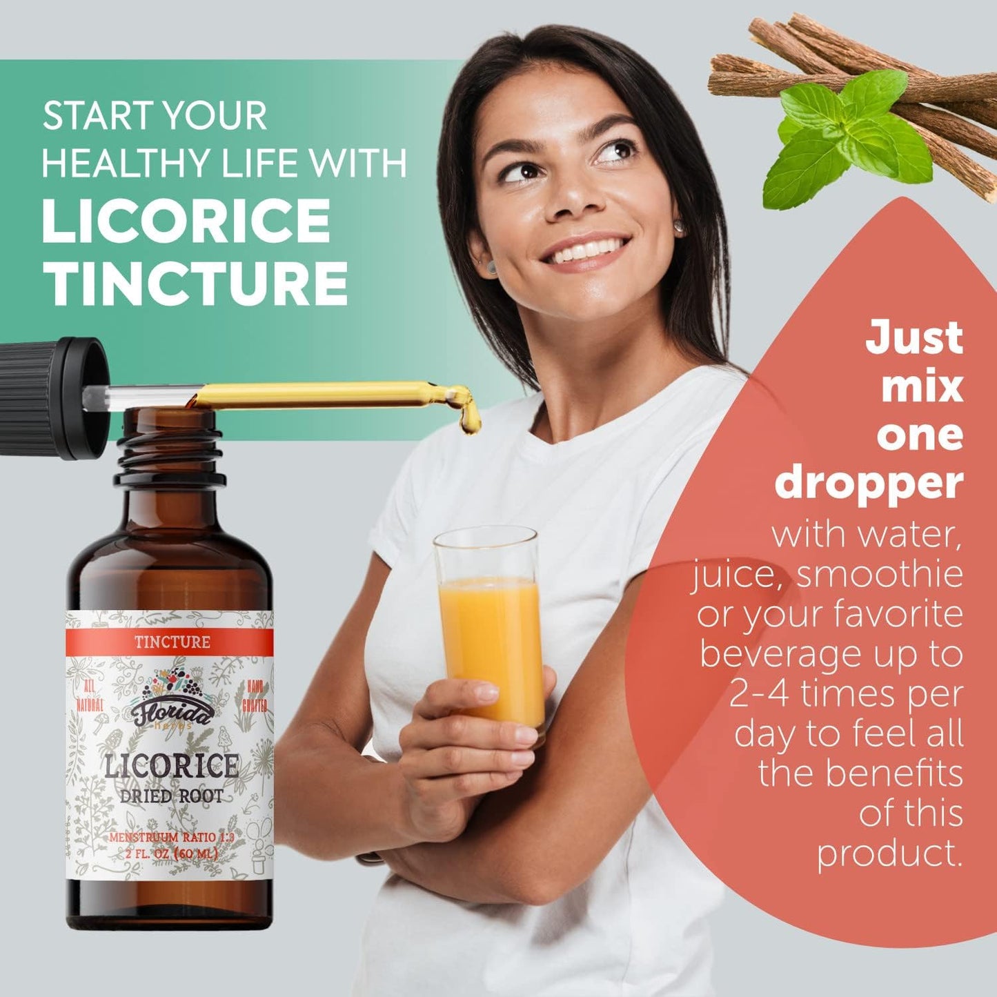 Organic Licorice Tincture Extract 2 oz - Herbal Supplement with Dried Root in Cold-Pressed Vegetable Glycerin - Non-GMO Florida Herbs