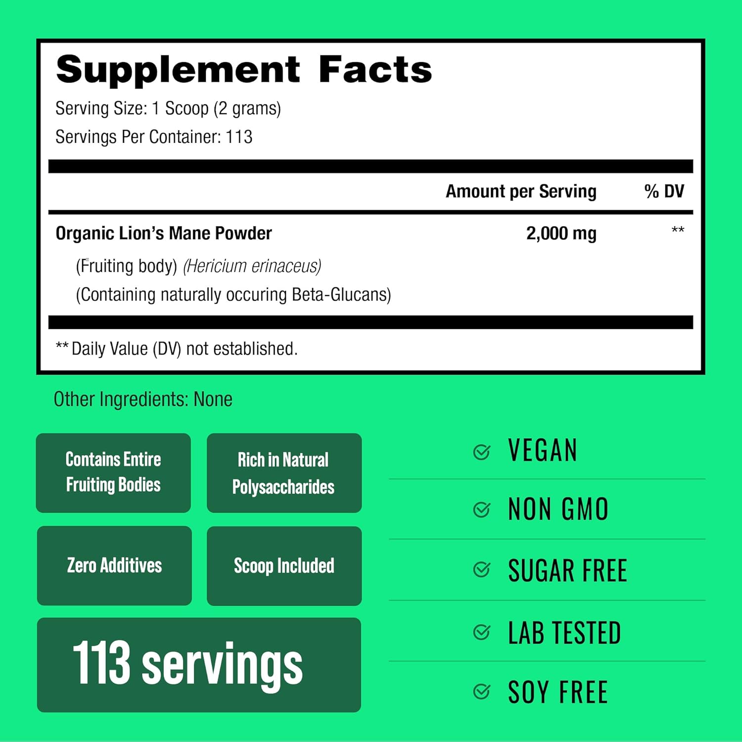 Organic Lions Mane and 10 Mushroom Blend Powder by NutraChamps