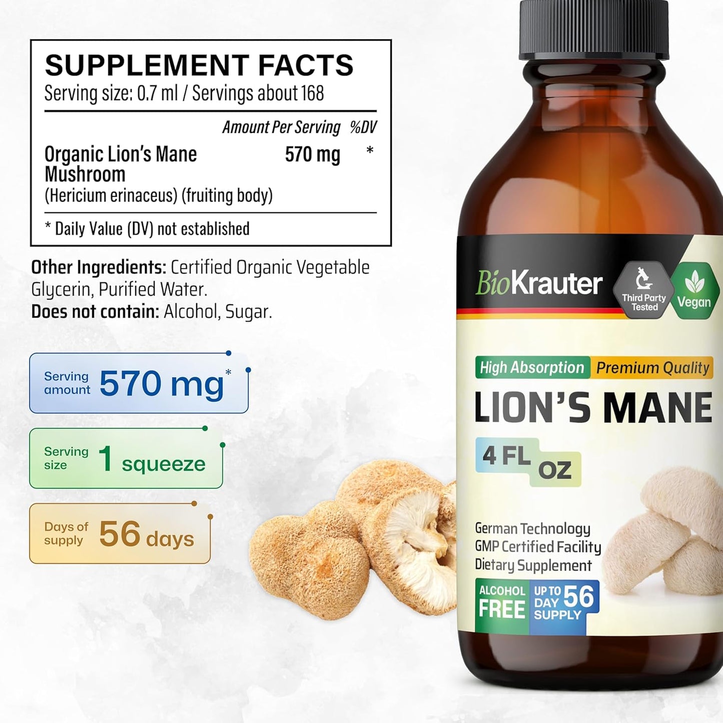 Organic Lion's Mane and Sea Moss Tincture Bundle - 4 Fl. Oz. Each