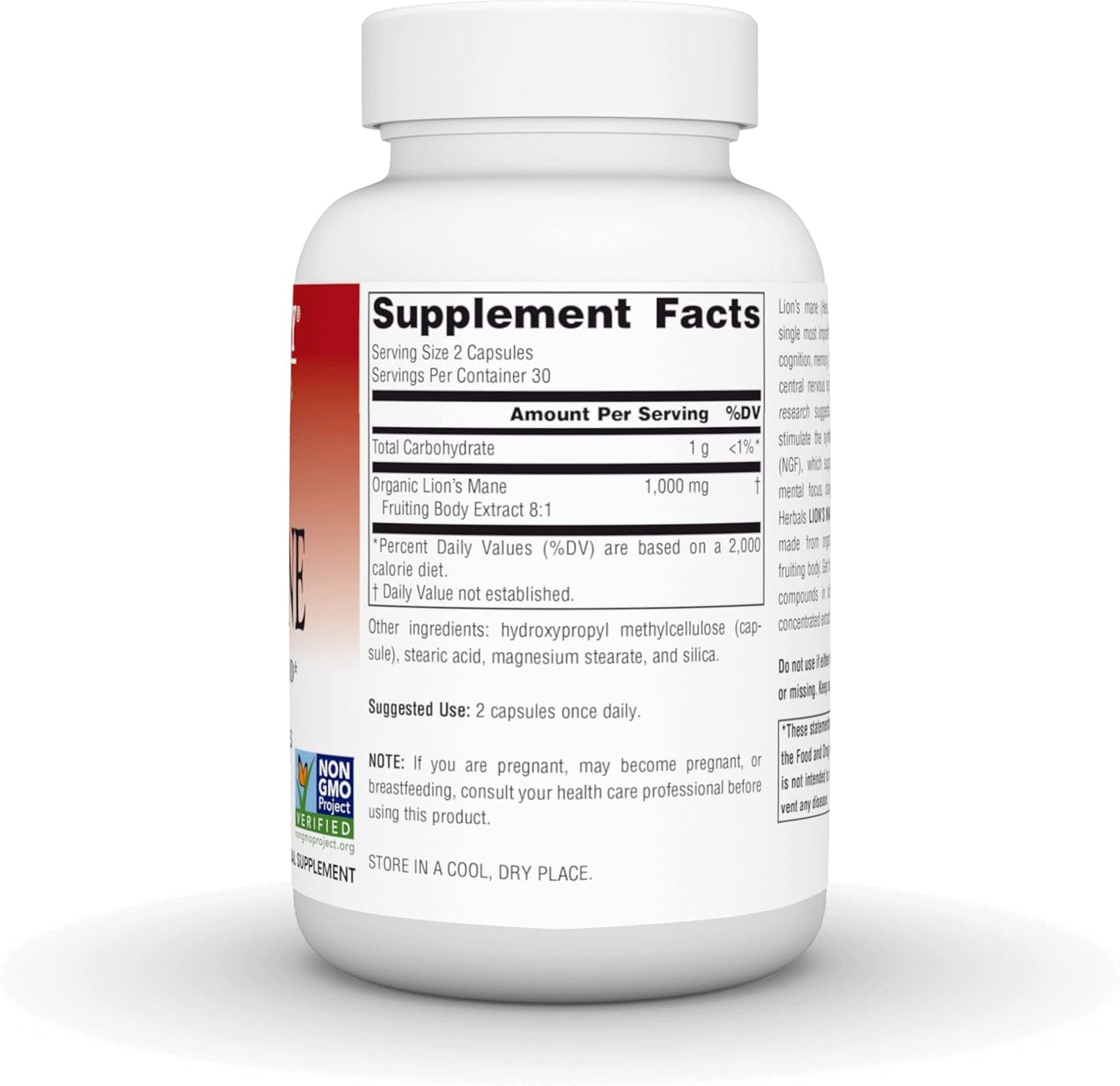 Organic Lion's Mane Capsules - Memory, Focus, Mood Support - 1,000mg - 60 Vegan Pills