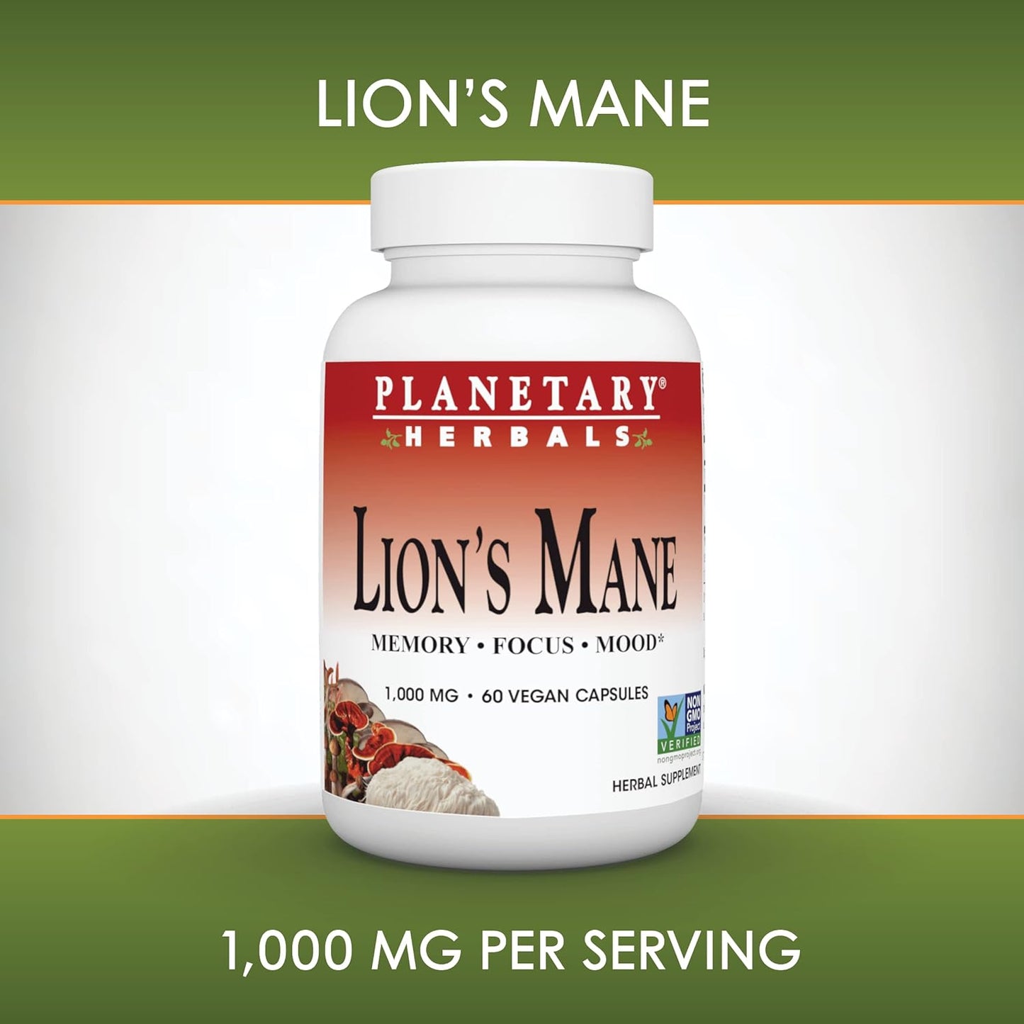 Organic Lion's Mane Capsules - Memory, Focus, Mood Support - 1,000mg - 60 Vegan Pills