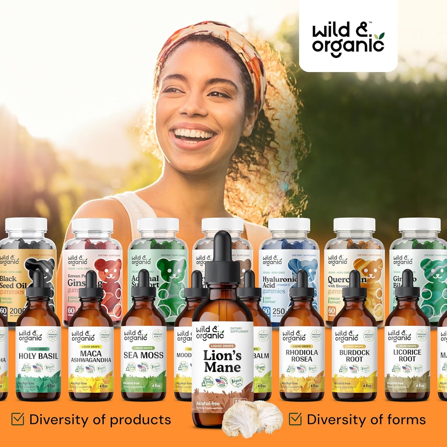 Organic Lions Mane Liquid Drops - Brain Support Supplement - Hericium Erinaceus Mushroom Extract - Vegan, Alcohol & Sugar-Free - 2 fl oz