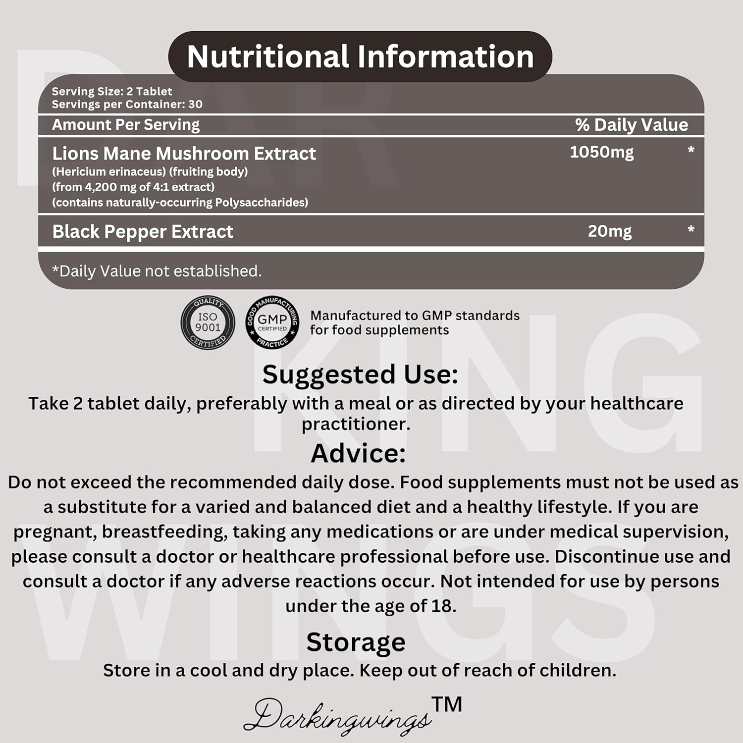Organic Lions Mane Mushroom Extract Capsules for Cognitive Function, Memory, and Focus - Immune Support Supplement - 60 Veggie Pills