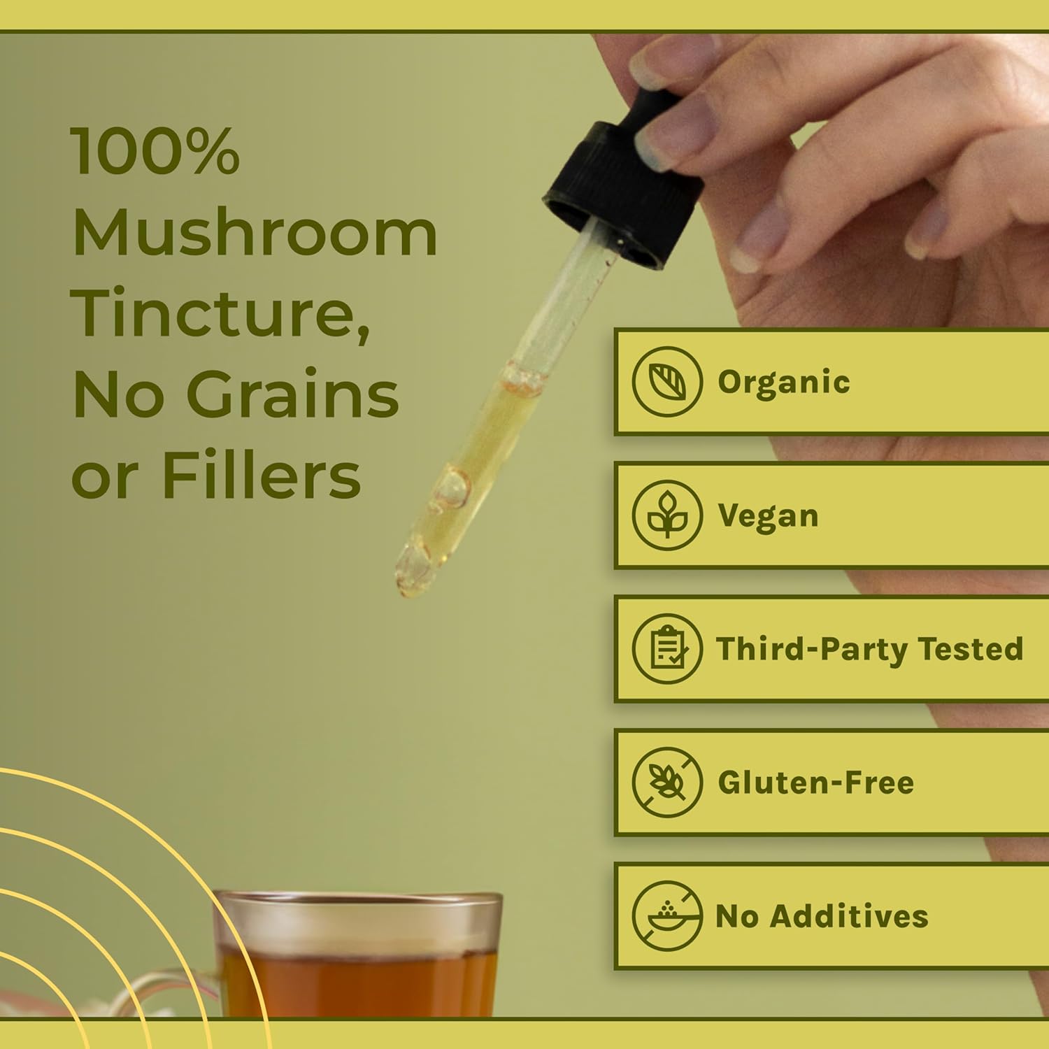 Organic Lion’s Mane Mushroom Liquid Tincture for Focus, Memory & Brain Health - Vegan, Non-GMO Supplement with Fruiting Bodies - 2 Month Supply