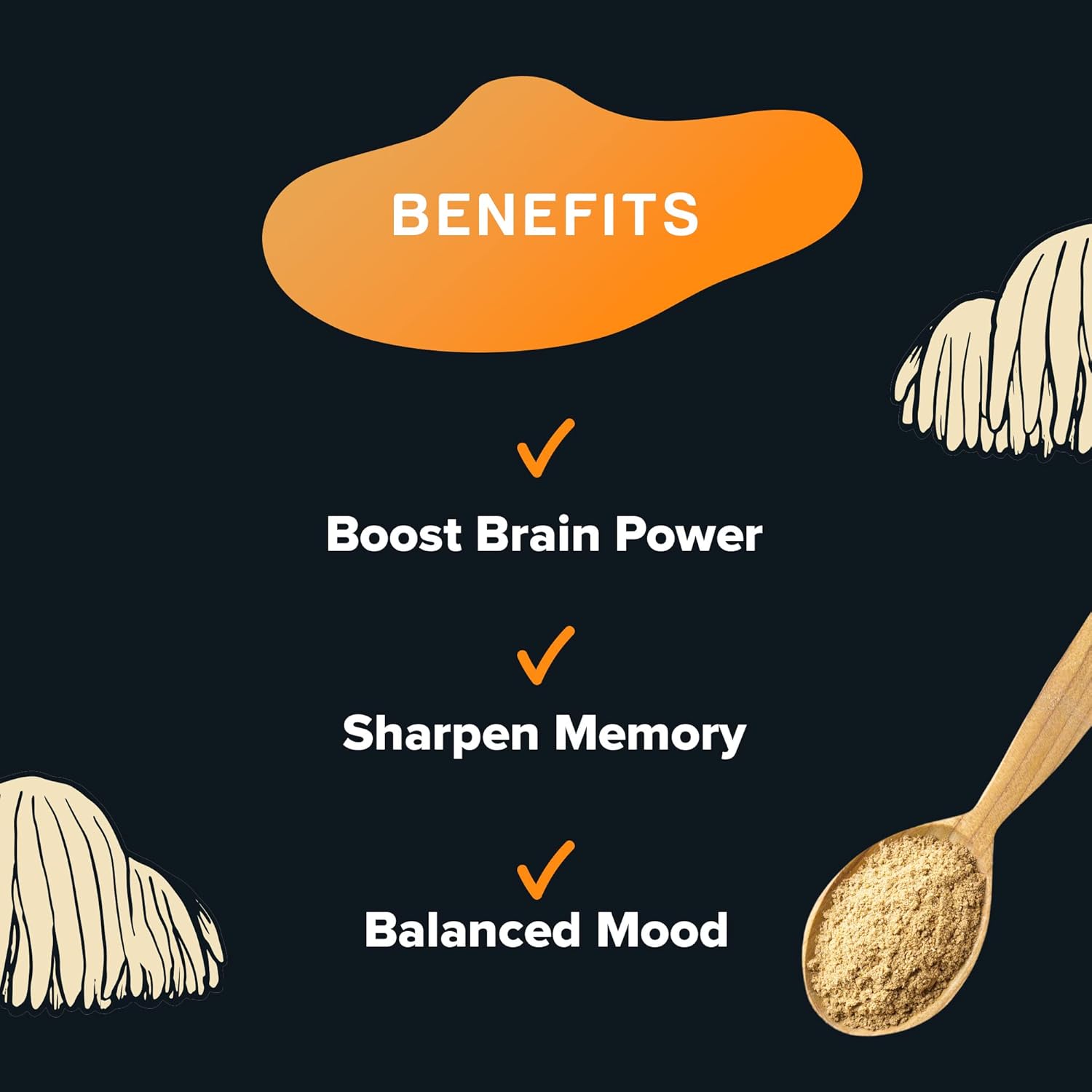 Organic Lions Mane Mushroom Powder - High Concentration Nourishing Compounds for Focus, Creativity, Memory - 4 OZ Vegan, Non-GMO Extract